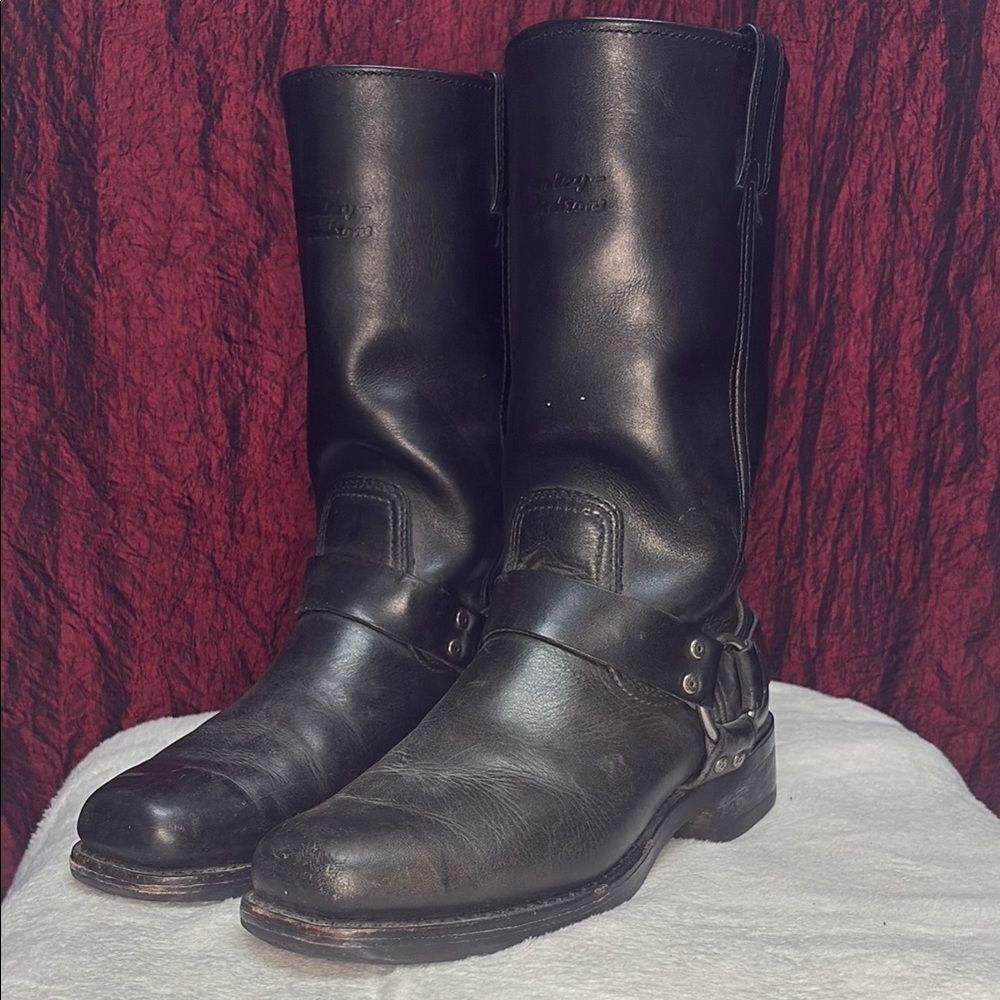 Men's Black Leather Harley Davidson Boots